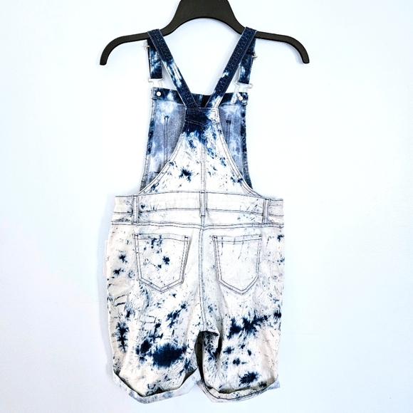 NWT True Craft Bleached & Blue Tie Dye Short Denim Jumper Overalls Size 12 - Picture 2 of 7
